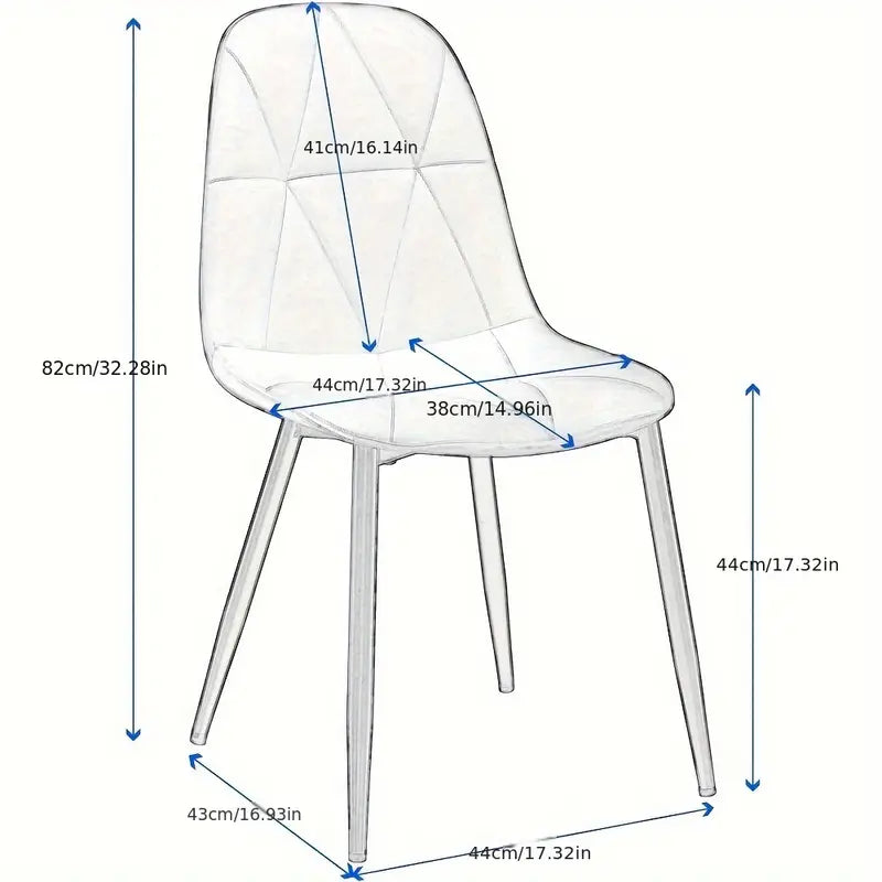 Lot de 4 chaises de salle à manger en velours, Assise Rembourré, Pieds en métal, - Gris foncé