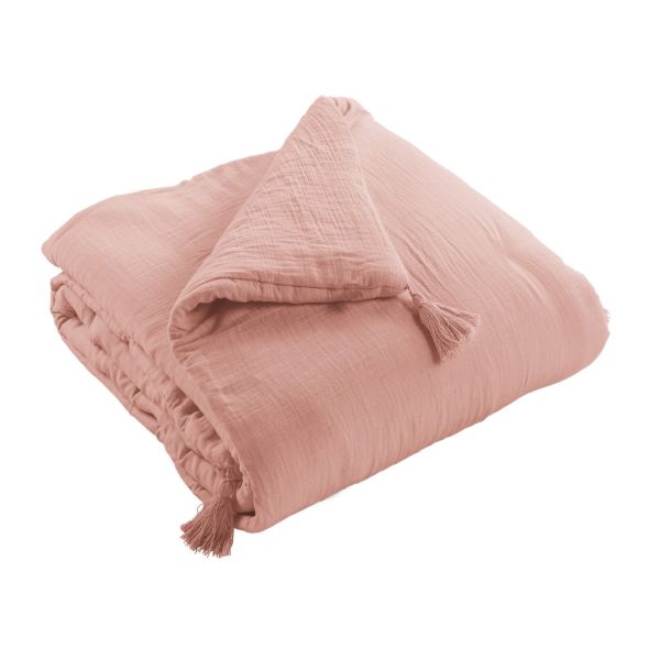 Edredon 150x150 cm 100% Gaze de coton Rose pêche