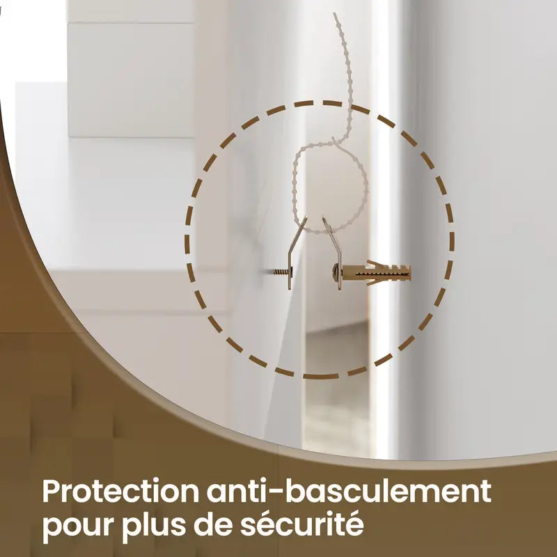 Coiffeuse Miroir avec placard de rangement, 1 tiroir, 2 étagères - 80 x 40 x 132 cm - Blanc