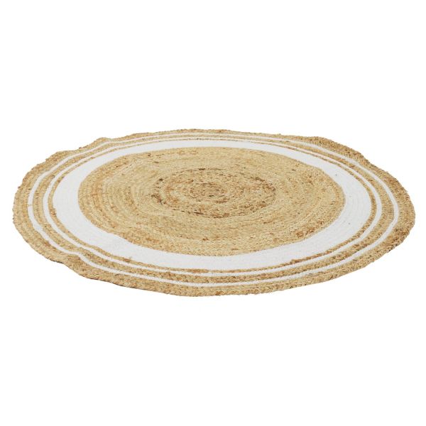 Tapis rond en Jute coton Blanc