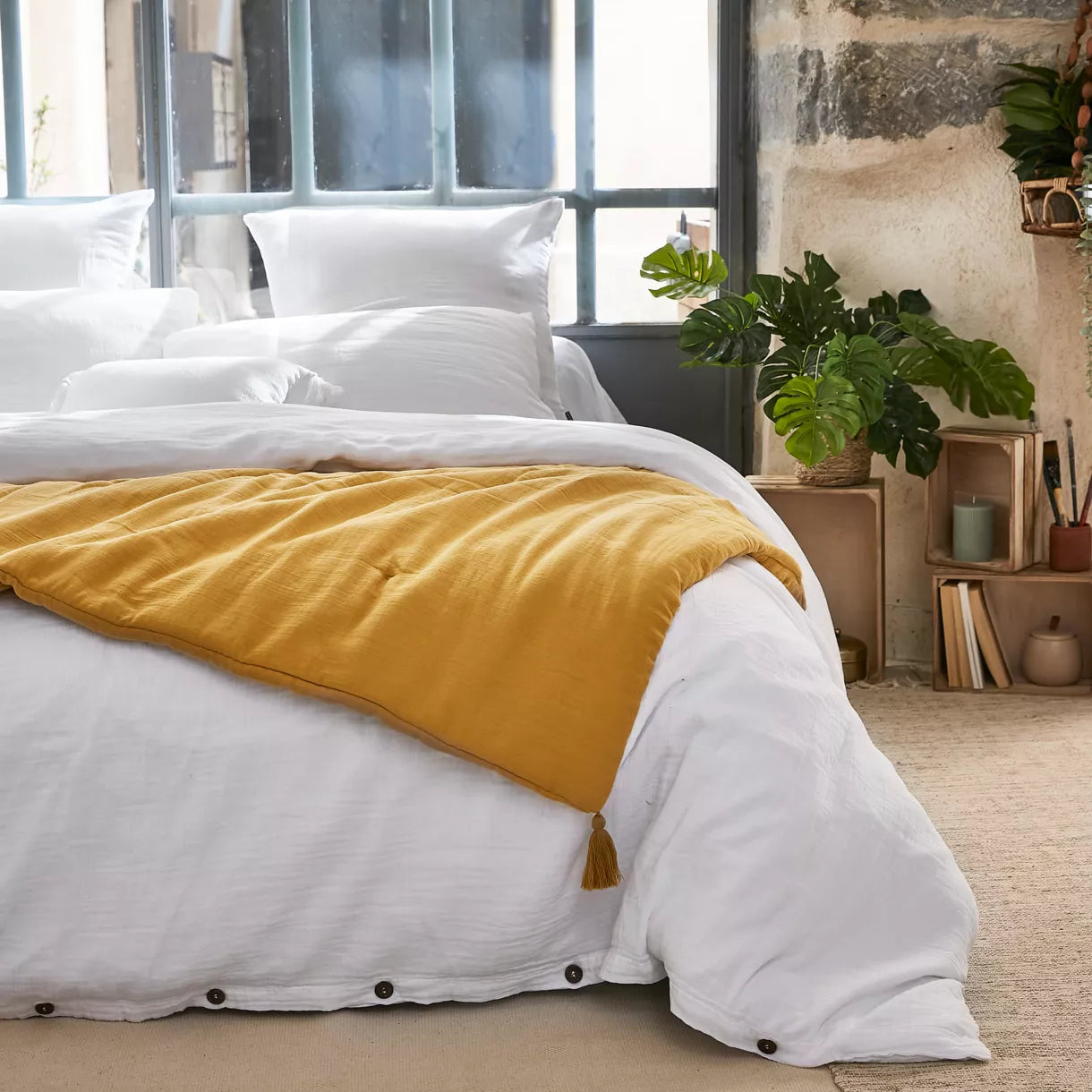 Edredon 150x150 cm 100% Gaze de coton Safran