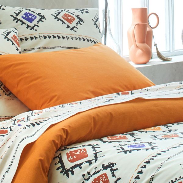 Housse de couette + 2 taies d'oreiller 63x63 cm 100% Coton 57 fils