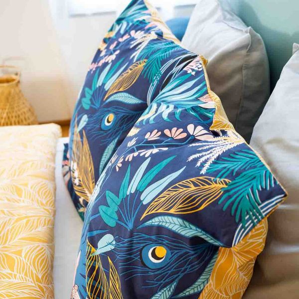 Housse de couette double face 220x240 cm + 2 taies d'oreiller 63x63 cm 100% Coton 57 fils