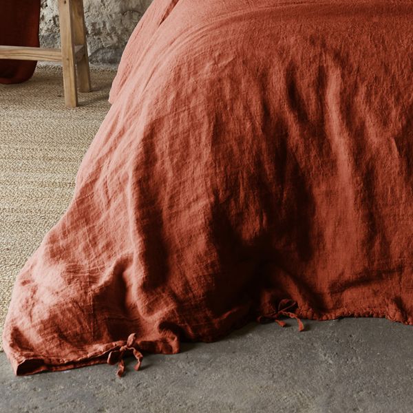 Housse de couette Lin Français Paprika