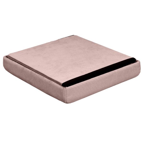 Pouf pliable coffre de rangement velours côtelé rose