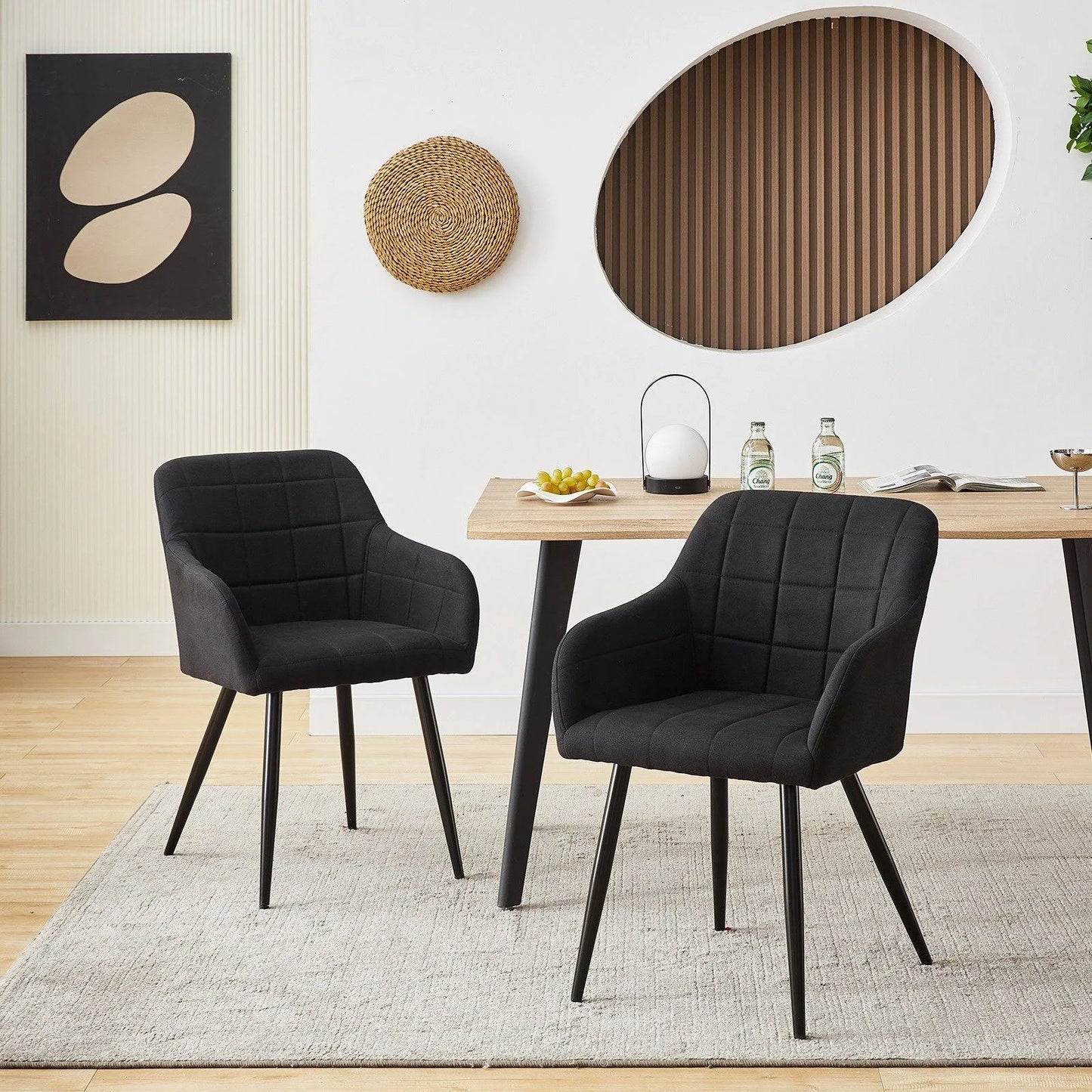 Lot de 2 Chaises de Salle à Manger Moderne et Confortable avec accoudoirs en lin