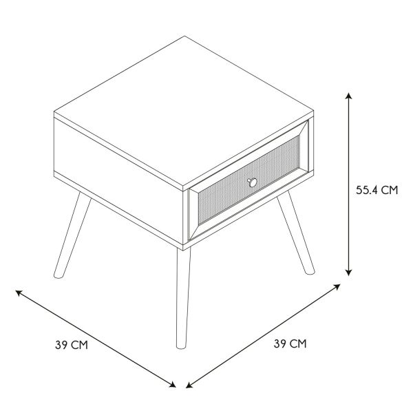 Table de chevet en rotin bali 1 tiroir
