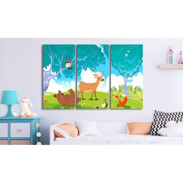 Tableau enfant - animaux de la forêt - Friendly Animals 3 pièces