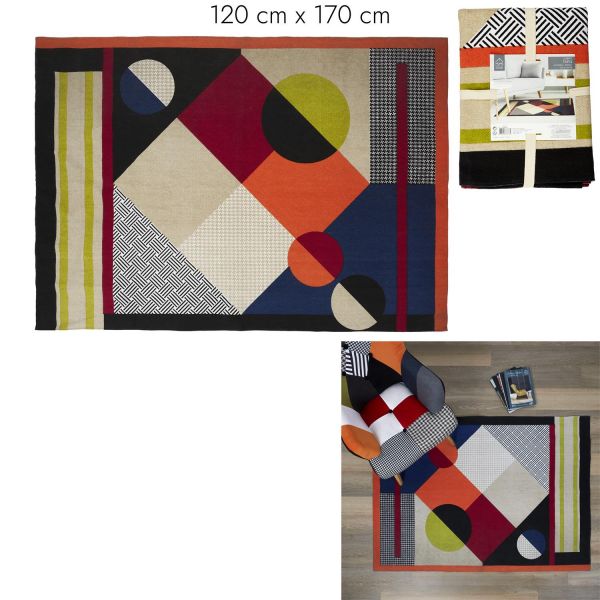 Tapis Patchwork multicolore en coton déco 120 x 170 cm