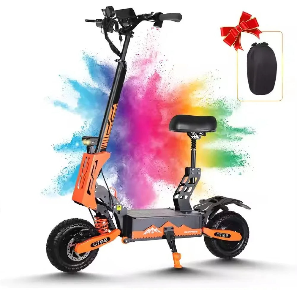 Trottinette électrique pour adulte, vitesse maximale 55 MPH, puissance totale 5600 W, batterie longue portée de 100 m, double entraînement 60 V, roues de 28 cm, portable et pliable, trottinette