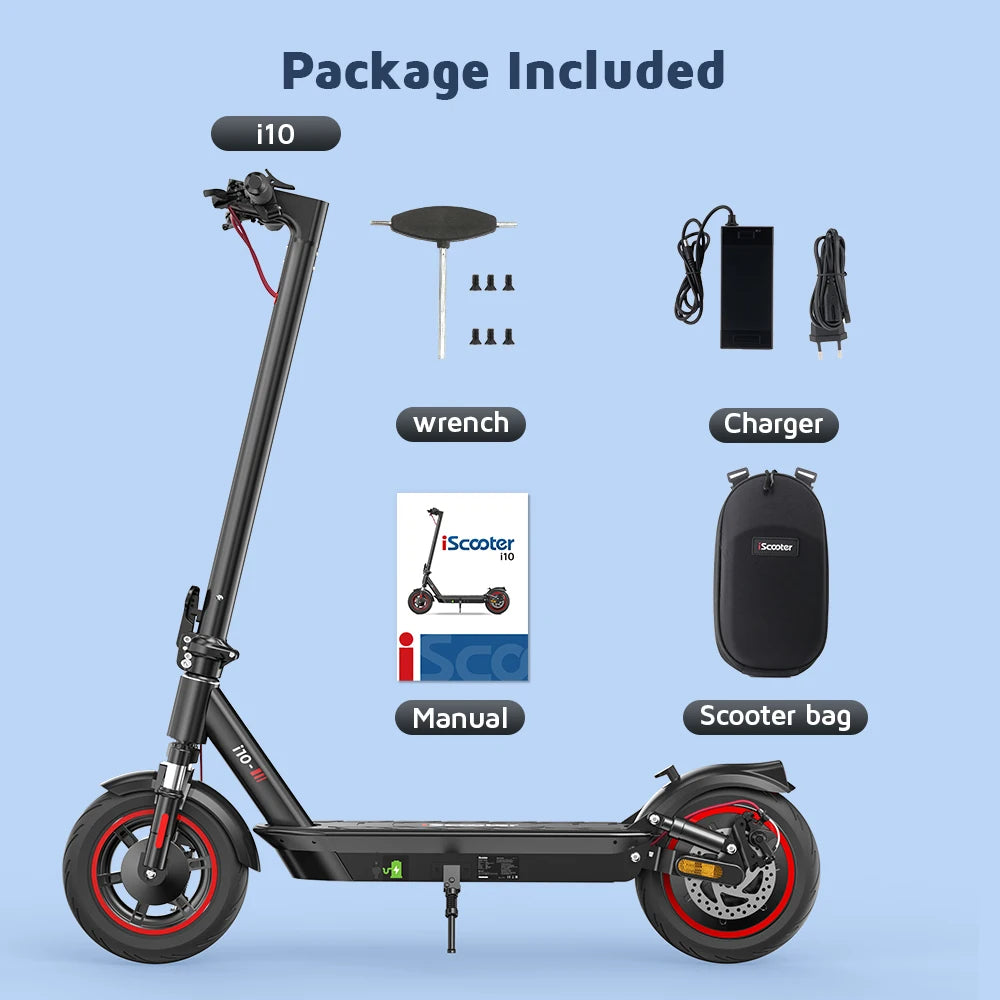 IScooter-Trottinette Électrique Pliable i10, Autonomie Maximale de 45km, 650W, 15Ah, 10 Pouces