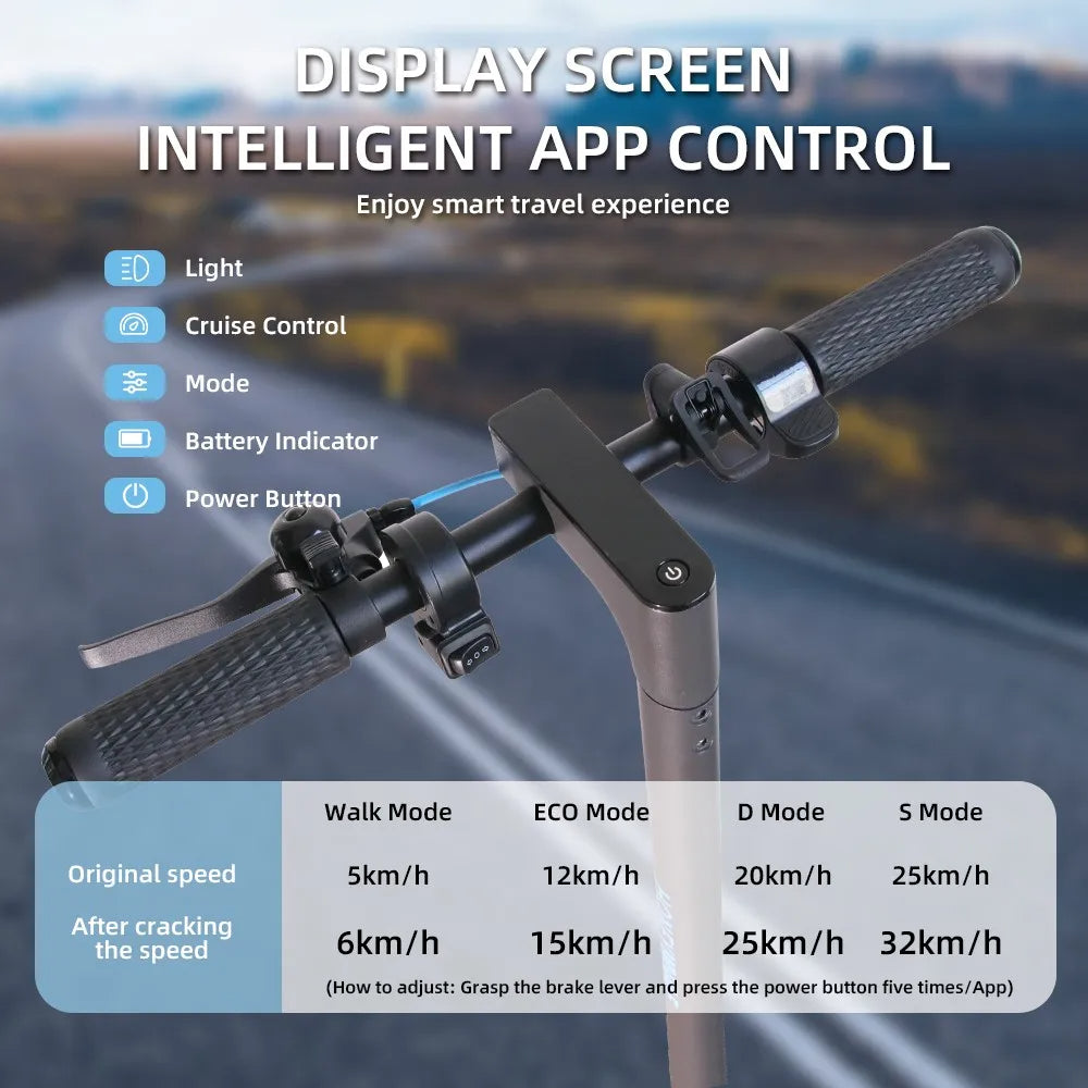 Trottinette électrique Honeywhale M2 Pro, moteur 500 W, batterie 36 V 10,4 Ah, pneus 8,5 pouces, vitesse maximale 32 km/h, autonomie 30 km, ABS et freins à disque