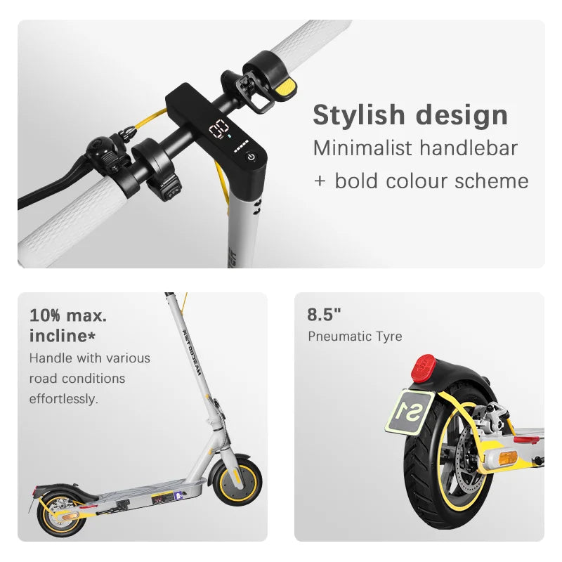 Scooter électrique 8,5 pouces 600W moteur pliable 2 roues e-scooter pour adultes unisexes avec portée de 20 km