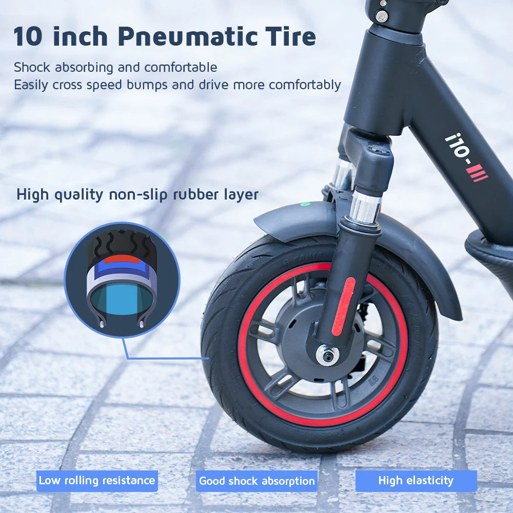 IScooter-Trottinette Électrique Pliable i10, Autonomie Maximale de 45km, 650W, 15Ah, 10 Pouces