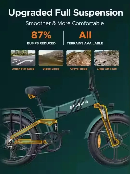 Vélo Électrique Pliant ENGINE Pro 2.0 Batterie 52V 16Ah Vitesse Max 25km/h Freins à Disque Hydrauliques Suspension Complète - Noir