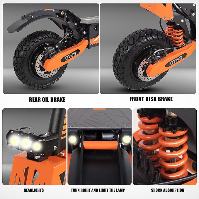 Trottinette électrique pour adulte, vitesse maximale 55 MPH, puissance totale 5600 W, batterie longue portée de 100 m, double entraînement 60 V, roues de 28 cm, portable et pliable, trottinette