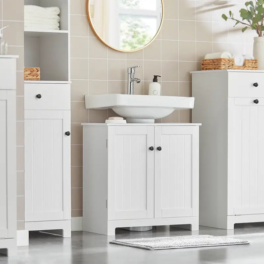Armoire de Salle de Bain SoBuy BZR18-II-W, Armoire de Base pour Lavabo