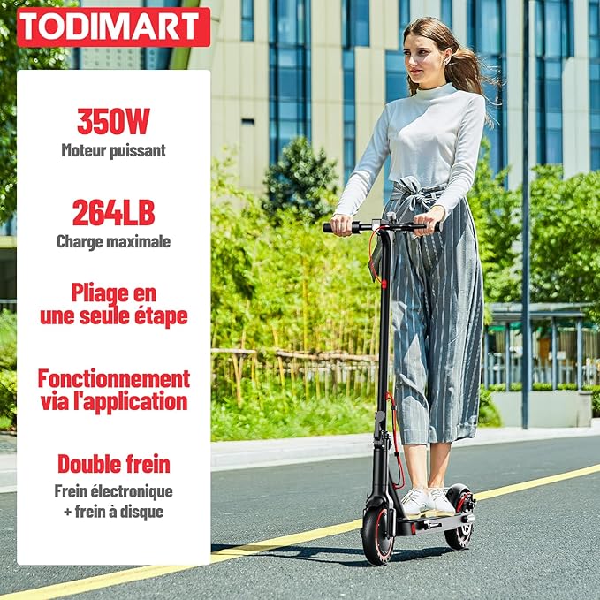 TODIMART T3 Trottinette Electrique Adulte Moteur 350W/25KM/H