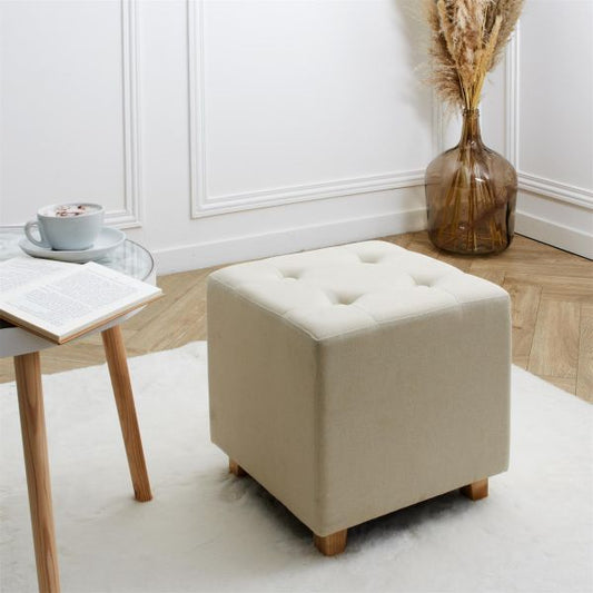 Pouf Pliant Carré - Modèle Hippolyte Beige