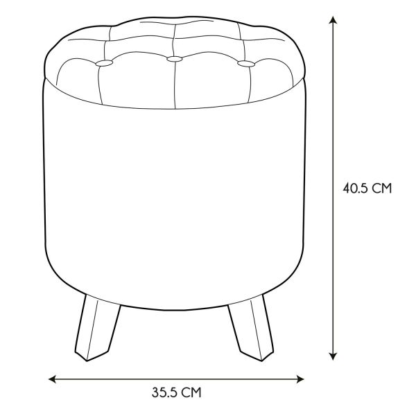 Pouf coffre rond capitonné gris