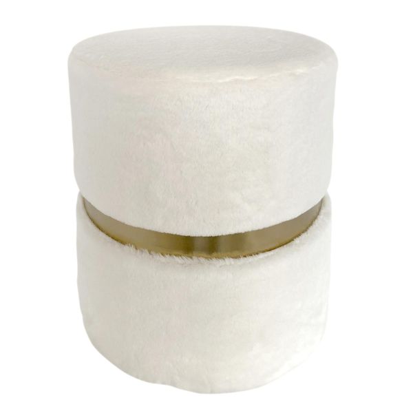 Pouf Imitation Fourrure Blanc - Style Chic et Élégant | Dimensions 35x42x35 cm