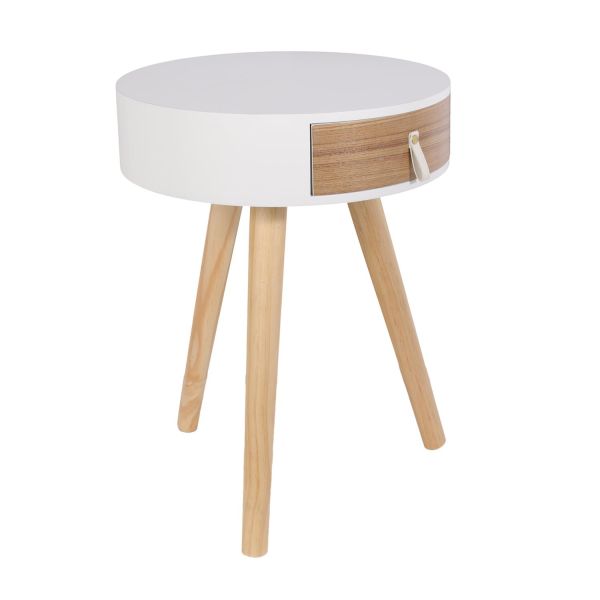 Table de chevet bois 1 tiroir Blanc