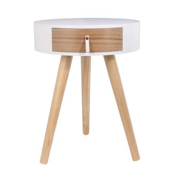 Table de chevet bois 1 tiroir Blanc