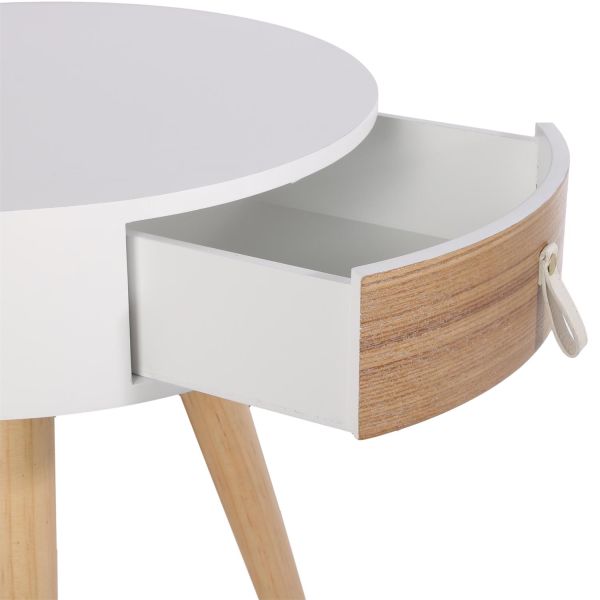 Table de chevet bois 1 tiroir Blanc