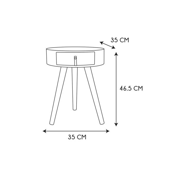 Table de chevet bois 1 tiroir Blanc