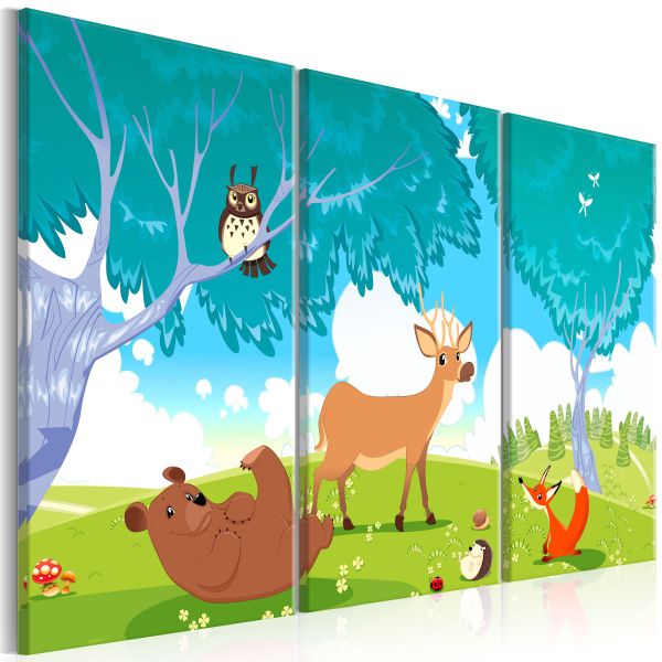 Tableau enfant - animaux de la forêt - Friendly Animals 3 pièces