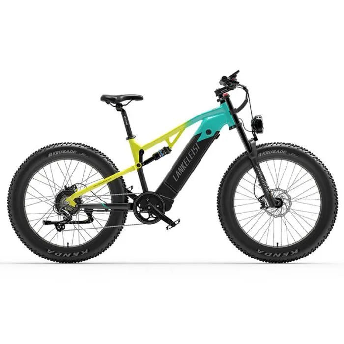 Vélo électrique LANKELEISI RV800PLUS Autonomie 150km 50km/h Moteur 750W Tout suspendu Batterie 48V20Ah 26 pouces VTT fat bike Jaune