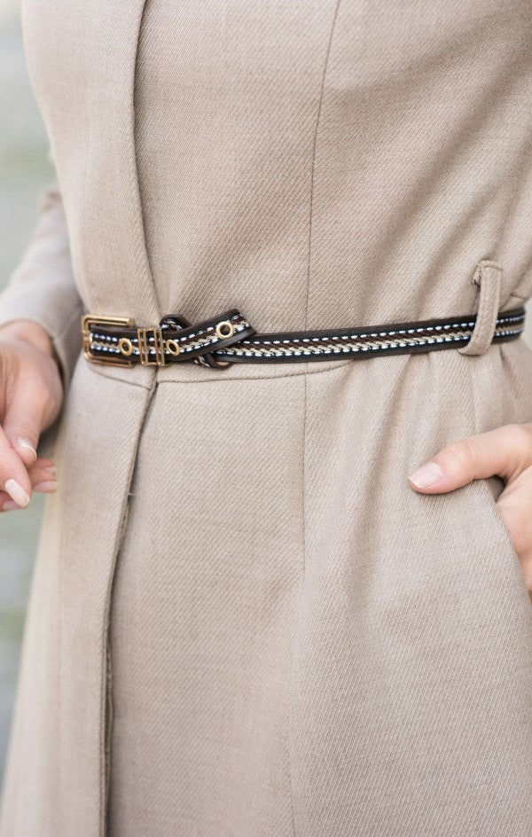Long abaya embroidered belt