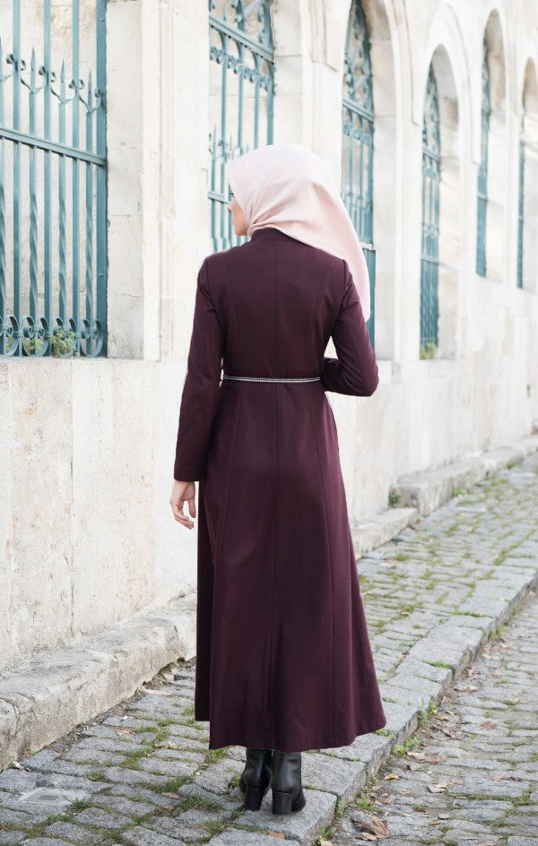 Long abaya embroidered belt